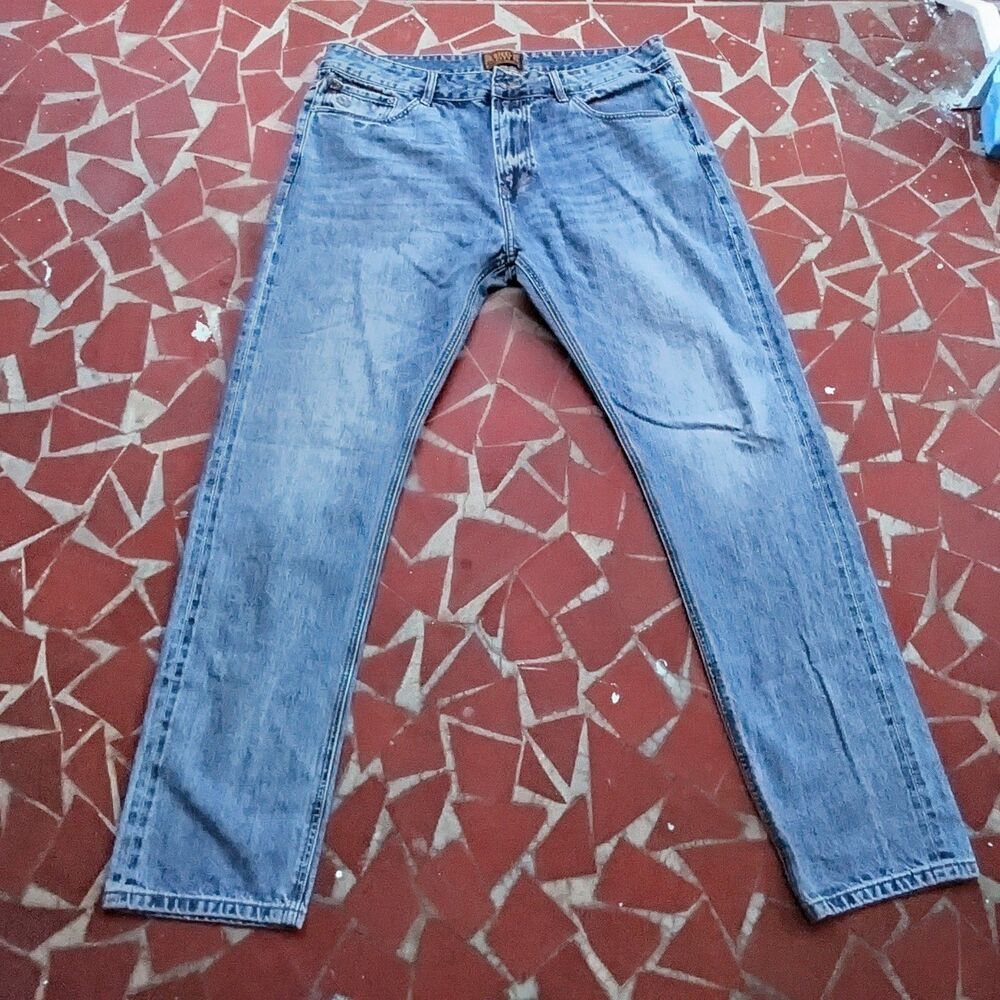 Steel City Men's Straight Leg Blue Wash Denim Jeans Classic 5 Pocket Size 40